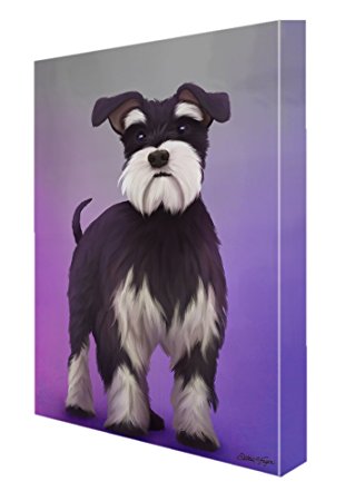 Miniature Schnauzer Dog Painting Printed on Canvas Wall Art Signed