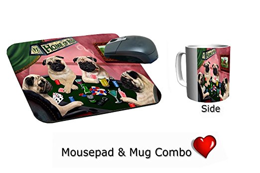 Pugs Dogs Playing Poker Mug & Mousepad Combo Gift Set