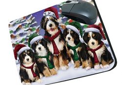 Bernedoodle Dog Christmas Family Portrait in Holiday Scenic Background Mousepad