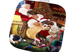 English Springer Spaniel Dog and Puppies Sleeping with Santa Pot Holder