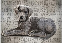 Great Dane Puppy Dog Art Portrait Print 252 Pc. Puzzle with Photo Tin