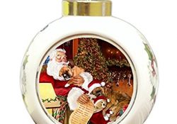 Happy Holidays with Santa Sleeping with Christmas Boxer Dogs Holiday Ornament