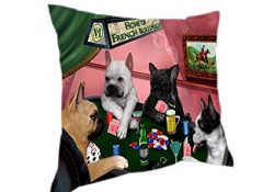 Home of 4 French Bulldogs Dogs Playing Poker Pillow