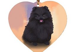 Pomeranian Black Dog Heart Christmas Ornament