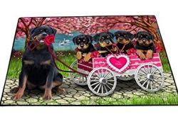 I Love Rottweiler Dogs in a Cart Indoor Outdoor Floormat (18x24)