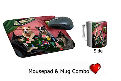 Australian Cattle Dog Playing Poker Mug & Mousepad Combo Gift Set