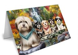 Scenic Waterfall Havanese Dogs Note Card NCD52349 (20)