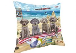 Pet Friendly Beach Weimaraners Dog Pillow PIL50684 (26x26)