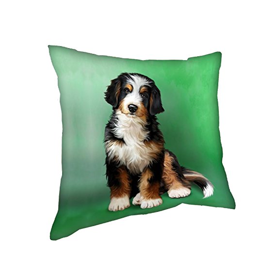  Bernedoodle Dog Throw Pillow (14x14) 