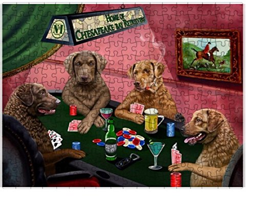 Home of Chesapeake Bay Retrievers 4 Dogs Playing Poker Puzzle with Photo Tin (252 pc.)