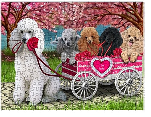 I Love Poodle Dogs in a Cart Puzzle with Photo Tin (252 pc.)
