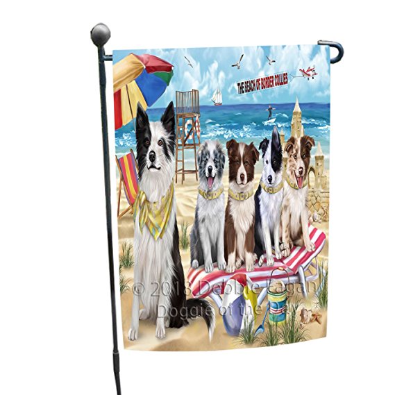 Pet Friendly Beach Border Collies Dog Garden Flag GFLG48531
