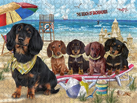 Pet Friendly Beach Dachshunds Dog Puzzle with Photo Tin PUZL49626 (551 pc.)