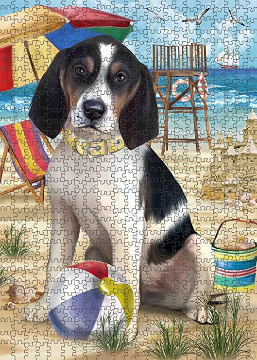 Pet Friendly Beach Treeing Walker Coonhound Dog Puzzle with Photo Tin PUZL54009 (252 pc. 11" x 14")