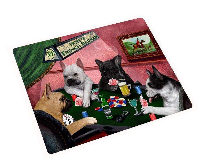 French Bulldogs Playing Poker Tempered Cutting Board