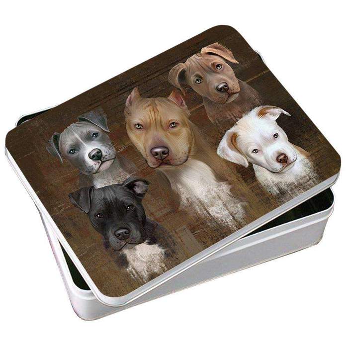 Rustic 5 Pitbulls Dog Photo Storage Tin PITN48183