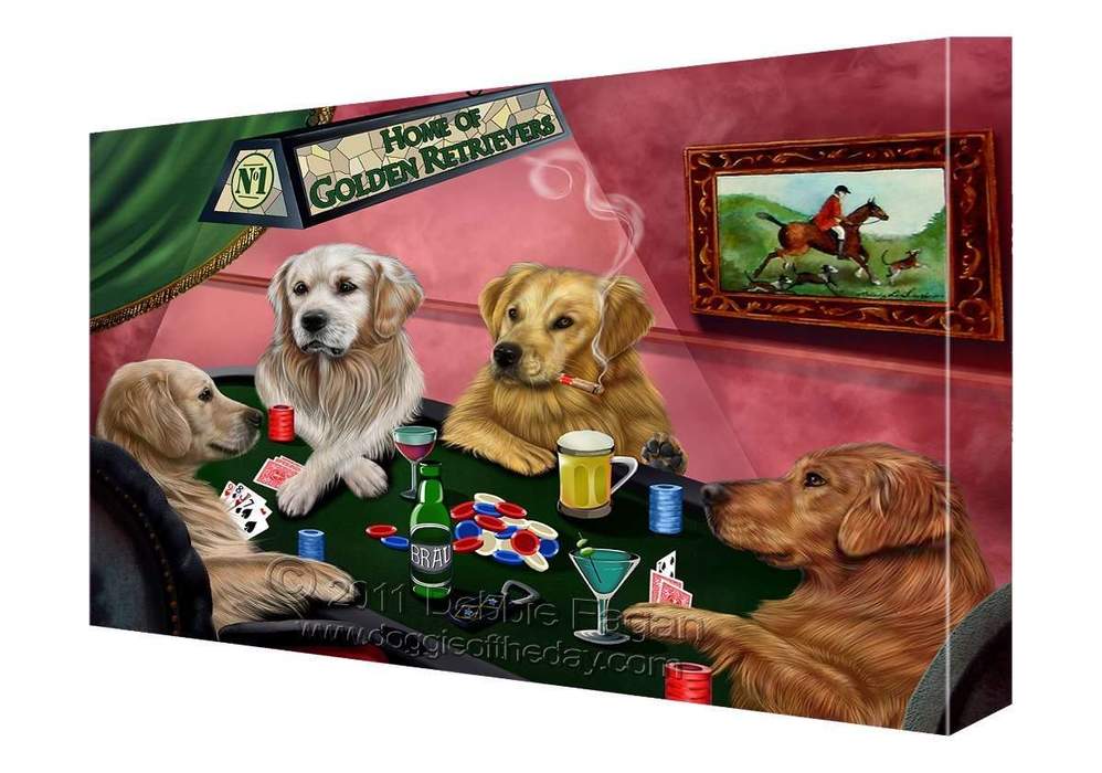  House of Golden Retrievers Dogs Playing Poker Canvas 16 x 20 