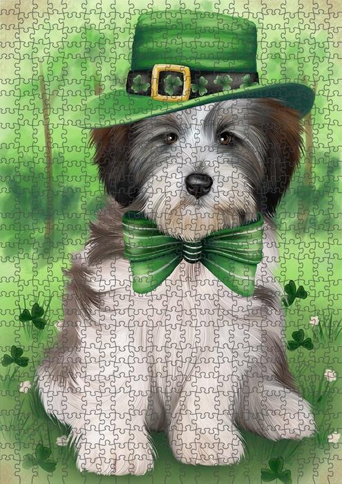  St. Patricks Day Irish Portrait Tibetan Terrier Dog Puzzle with Photo Tin PUZL51954 